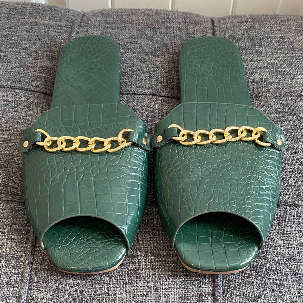 Green dress sandals